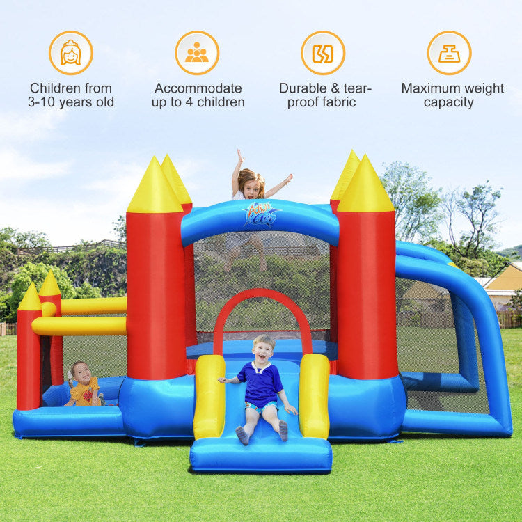 Inflatable Soccer Goal Ball Pit Bounce House Without BlowerDobaDealsexpress.shopInflatable Soccer Goal Ball Pit Bounce HouseHighlights
Experience Jumping Fun: The inflatable castle has a large jumping area for kids to play, which can inspire their interest in sports and avoid them to be i