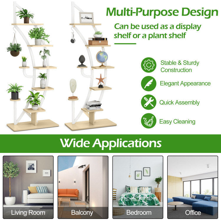 6-Tier 9 Potted Metal Plant Stand Holder Display Shelf with HookDobaDealsexpress.shop6-Tier 9 Potted Metal Plant Stand Holder Display ShelfHighlights
Multi-Layer Storage Space: The 6-tier moon half plant stand adopts a 6-layer ladder structure, which not only provides ample storage and display space for