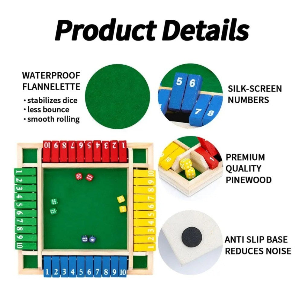 Shut The Box Game; Wooden Board Dice Games For Adults And Kids 2-4 PlaDobaDealsexpress.shopBox Game; Wooden Board Dice GamesDetails