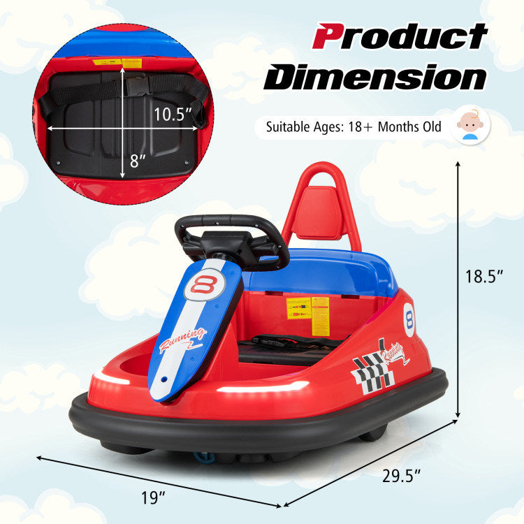 6V kids Ride-on Bumper Car with 360° Spinning and Dual MotorsDobaDealsexpress.shop6V kids Ride-Highlights
Exciting yet Safe Bumping: Equipped with dual motors and a rechargeable battery, this electric bumper car allows kids to enjoy a long time of exciting bum
