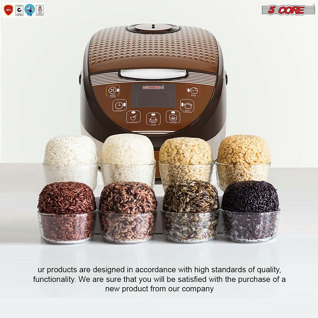 5 Core 5.3Qt Asian Rice Cooker Digital Programmable 15-in-1 Ergonomic DobaDealsexpress.shop-1 Ergonomic Large Touch Screen Electric Multi Cooker Slow Cooker Steamer Pot Warmer 11 Cups 24 Hour Delay Timer AutoHighlights
With the help of an electric rice cooker, you can prepare everything from a filling jambalaya, steamed vegetables, rice, decadent cake, Stew Pot, Steamer,