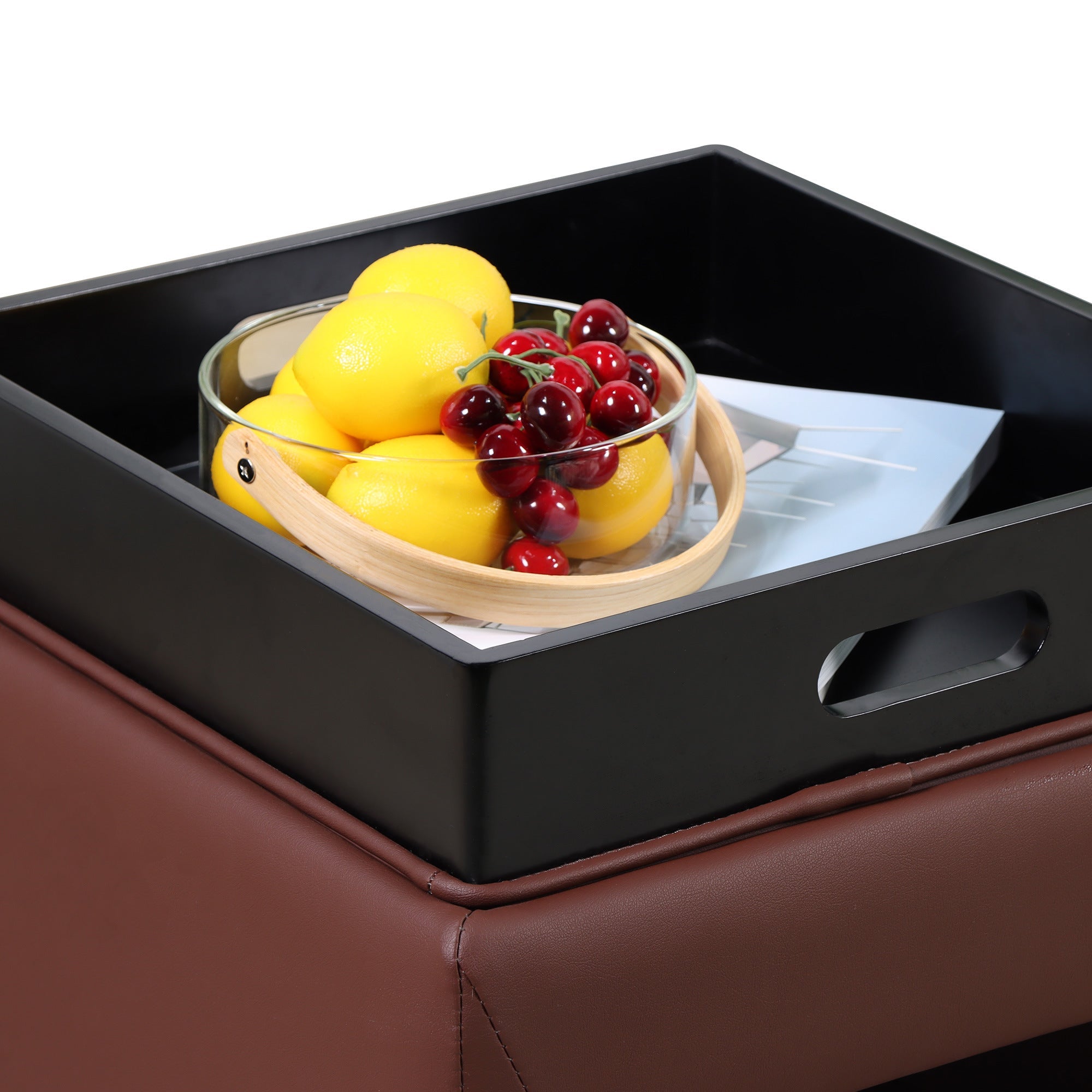 Stylish Faux Leather Upholstered Storage Ottoman with Tray Square FootDobaDealsexpress.shopStylish Faux Leather Upholstered Storage OttomanHighlights
Contemporary Style: faux leather surface and unique style will add extra modern and gorgeous to your space.
Multifunctional: It's a convenient storage ott