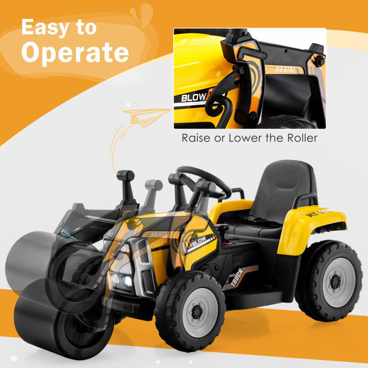 12V Kids Ride on Road Roller with 2.4G Remote ControlDobaDealsexpress.shop12V Kids RideHighlights
Realistic Road Roller for Pretend Play: Designed with an adjustable arm and flexible drum roller, the kids ride on road roller not only brings kids drivin