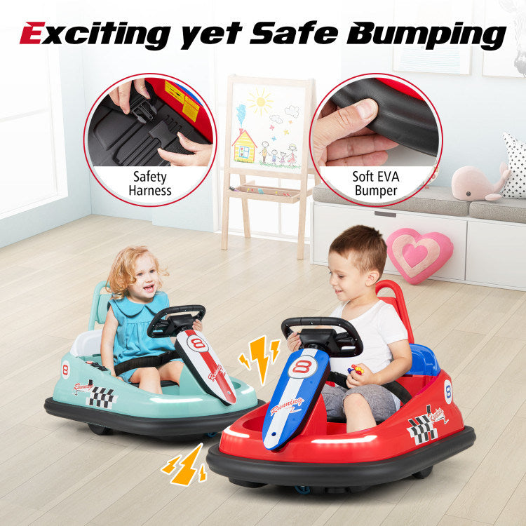 6V kids Ride-on Bumper Car with 360° Spinning and Dual MotorsDobaDealsexpress.shop6V kids Ride-Highlights
Exciting yet Safe Bumping: Equipped with dual motors and a rechargeable battery, this electric bumper car allows kids to enjoy a long time of exciting bum