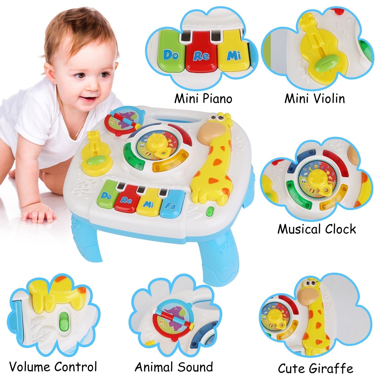 Toddler Musical Learning Table Educational Baby Toys Musical Activity DobaDealsexpress.shopToddler Musical Learning Table Educational Baby Toys Musical Activity Table Learning CenterHighlights
A practical educational toy to improve baby’s music sentiment, hearing development, color recognition and exploring spirit.
Different from other dull musi