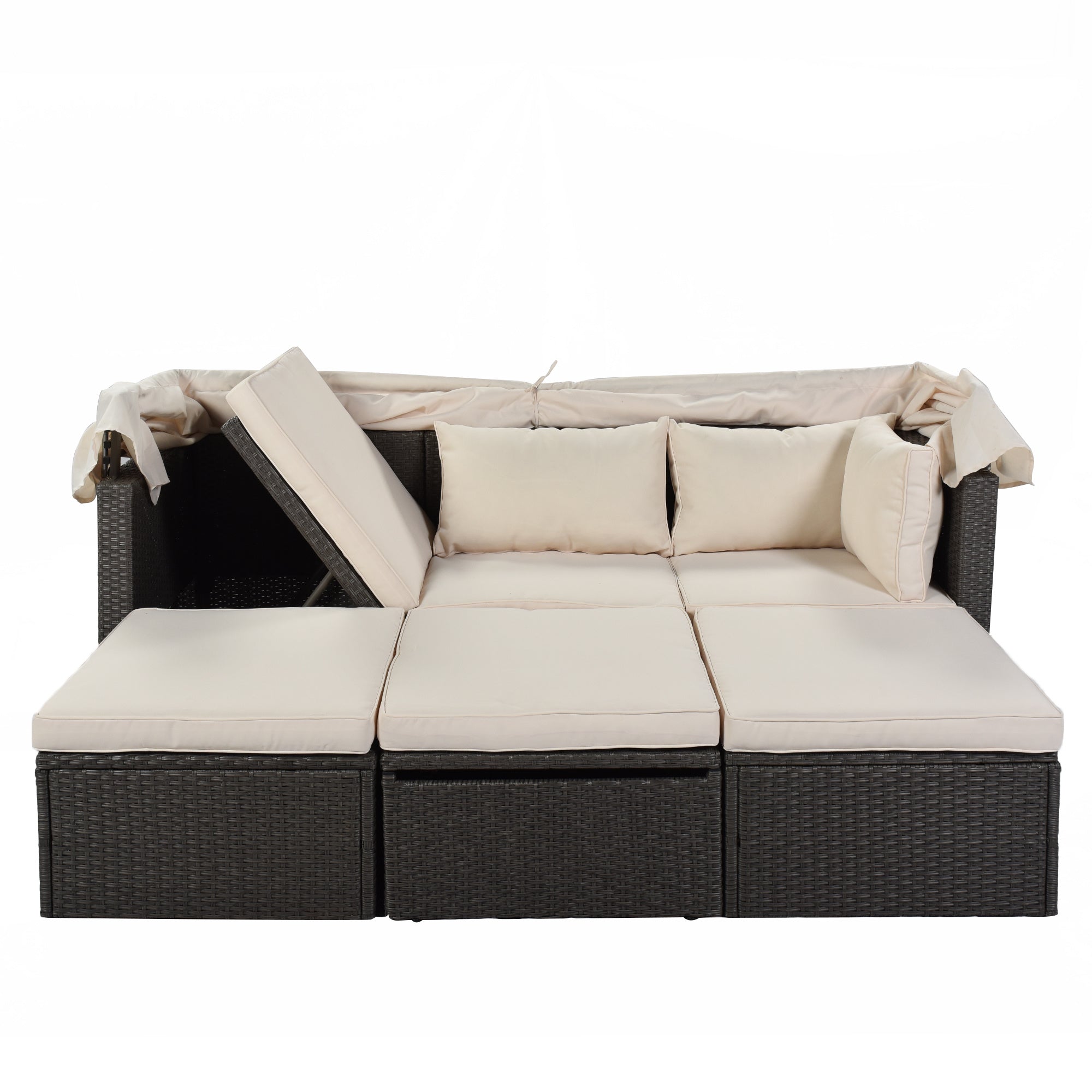 Outdoor Patio Rectangle Daybed with Retractable Canopy, Wicker FurnituDobaDealsexpress.shopRetractable Canopy, Wicker Furniture Sectional SeatingHighlights
This elegantly designed sectional sofa is perfect for the pool side, garden, patio or deck, offering the best in quality and comfort with tightly woven PE