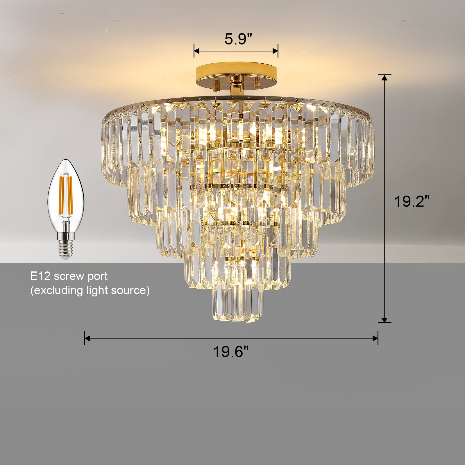 Gold Crystal Chandeliers,5-Tier Round Semi Flush Mount Chandelier LighDobaDealsexpress.shopGold Crystal Chandeliers,5-Tier Round Semi Flush Mount Chandelier Light Fixture,Large Contemporary Luxury Ceiling LightingHighlights
Modern Crystal Chandelier: Composed of premium K9 crystals and French gold finish metal base, clear crystal prisms on large round iron chrome finished fra