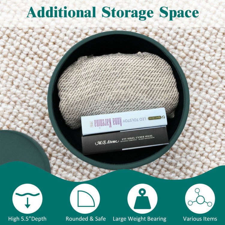 Round Velvet Storage Ottoman Footrest Stool Vanity Chair with Metal LeDobaDealsexpress.shopRound Velvet Storage Ottoman Footrest Stool Vanity ChairHighlights
Multi-purpose Stool: This backless round stool is versatile to be used as a general seat in your bedroom during makeup and a storage box for convenience. 