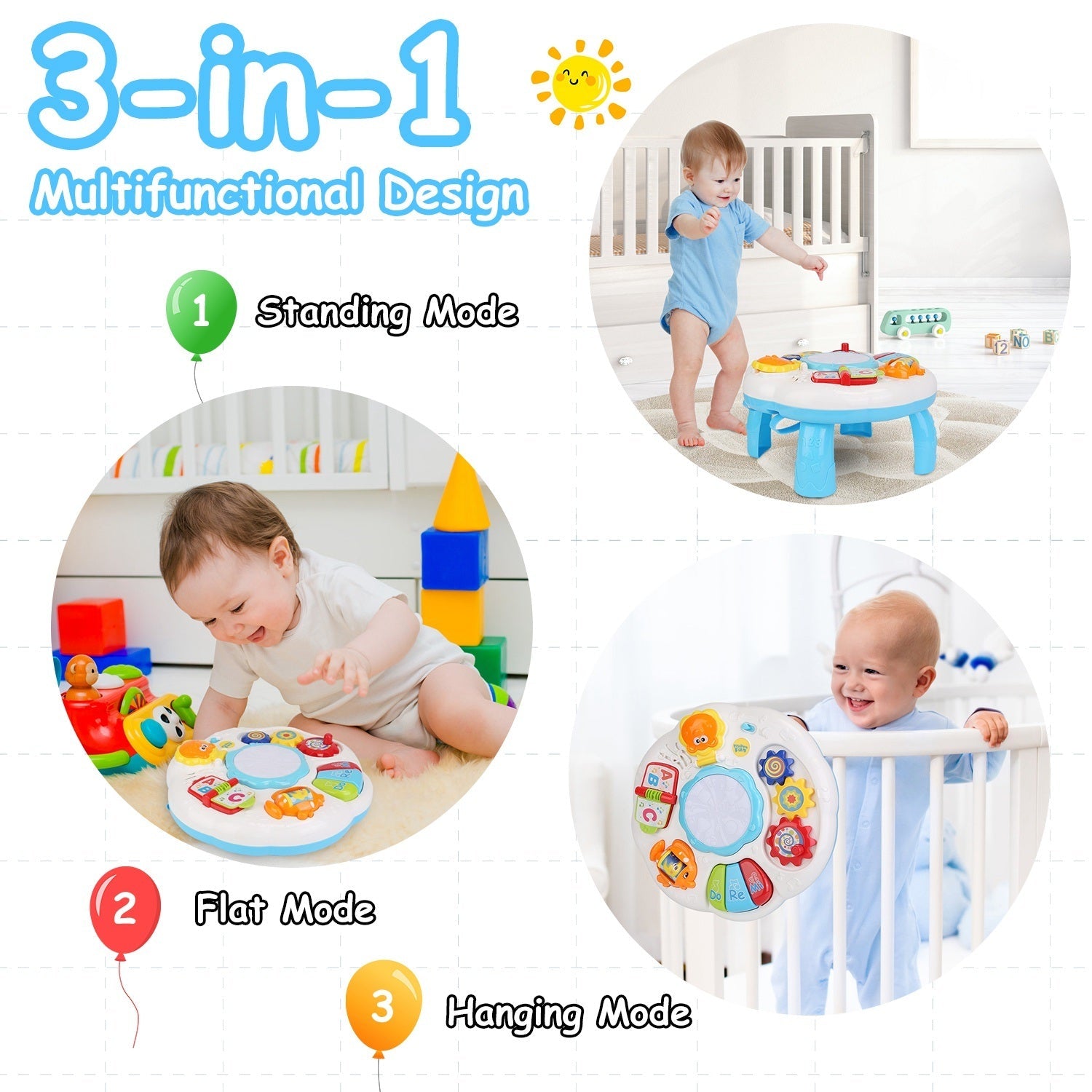 Toddler Musical Learning Table Educational Baby Toys Musical Activity DobaDealsexpress.shopToddler Musical Learning Table Educational Baby Toys Musical Activity Table Learning CenterHighlights
A practical educational toy to improve baby’s music sentiment, hearing development, color recognition and exploring spirit.
Different from other dull musi