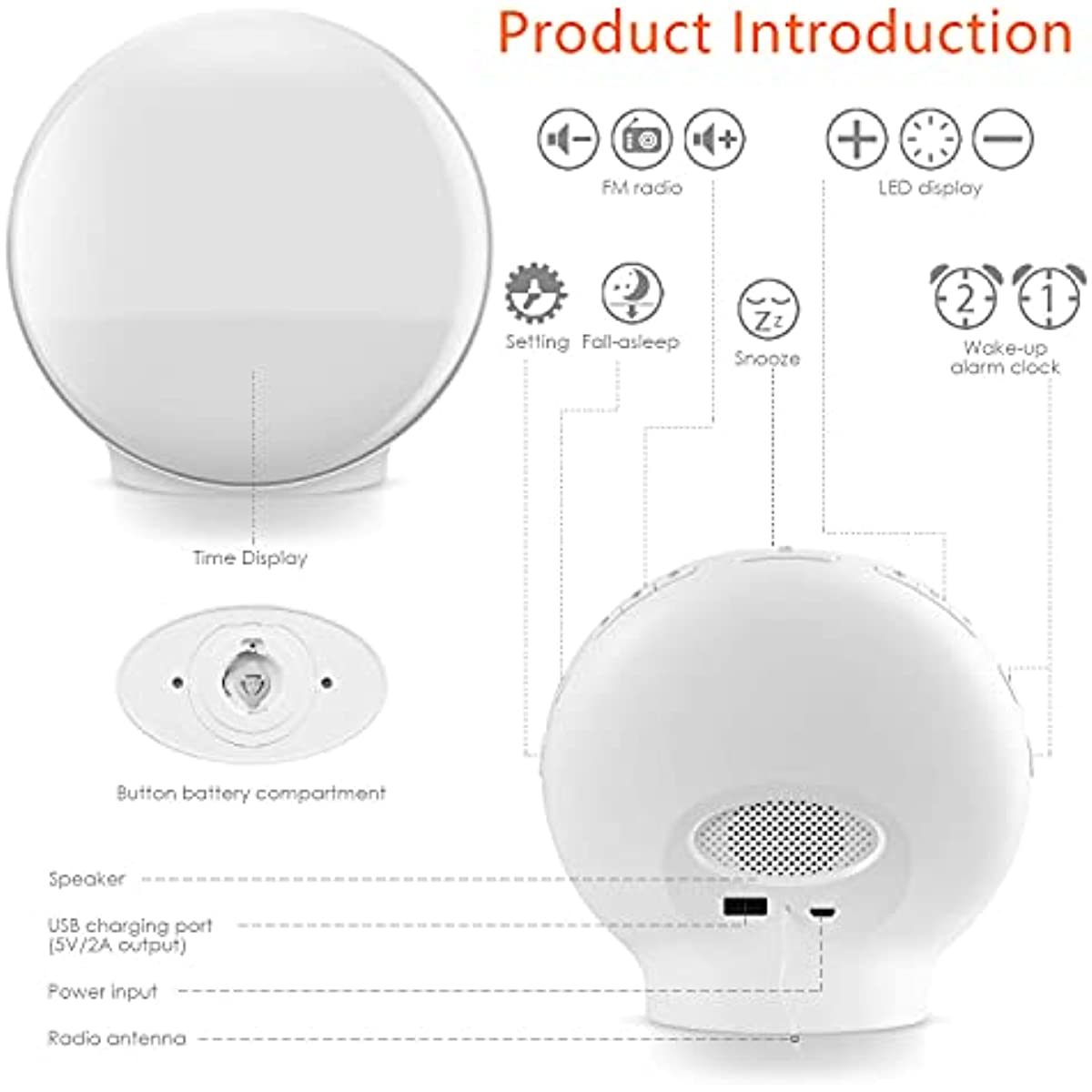 Wake Up Light Sunrise Alarm Clock for Kids; Heavy Sleepers; Bedroom; wDobaDealsexpress.shopSunrise Simulation; Sleep Aid; Dual Alarms; FM Radio; Snooze; NightlightDetails
[Wake Up Light with Sunrise simulation] This Sleep Aid digital alarm clock is designed for everyone in fact; especially for heavy sleepers and kids. Sunrise 