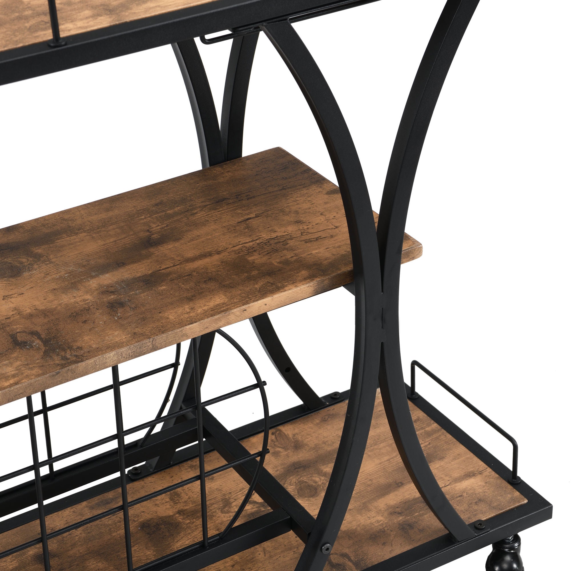 Industrial Black Bar Serving Cart for home with Wine Rack and Glass HoDobaDealsexpress.shopIndustrial Black Bar Serving CartHighlights
BOTTLE RACK AND WINE GLASS STORAGE: three levels for storing wine or placing trays, with 11 bottles and 16 wine glass rack.
MOBILE SERVING CART: it rests 
