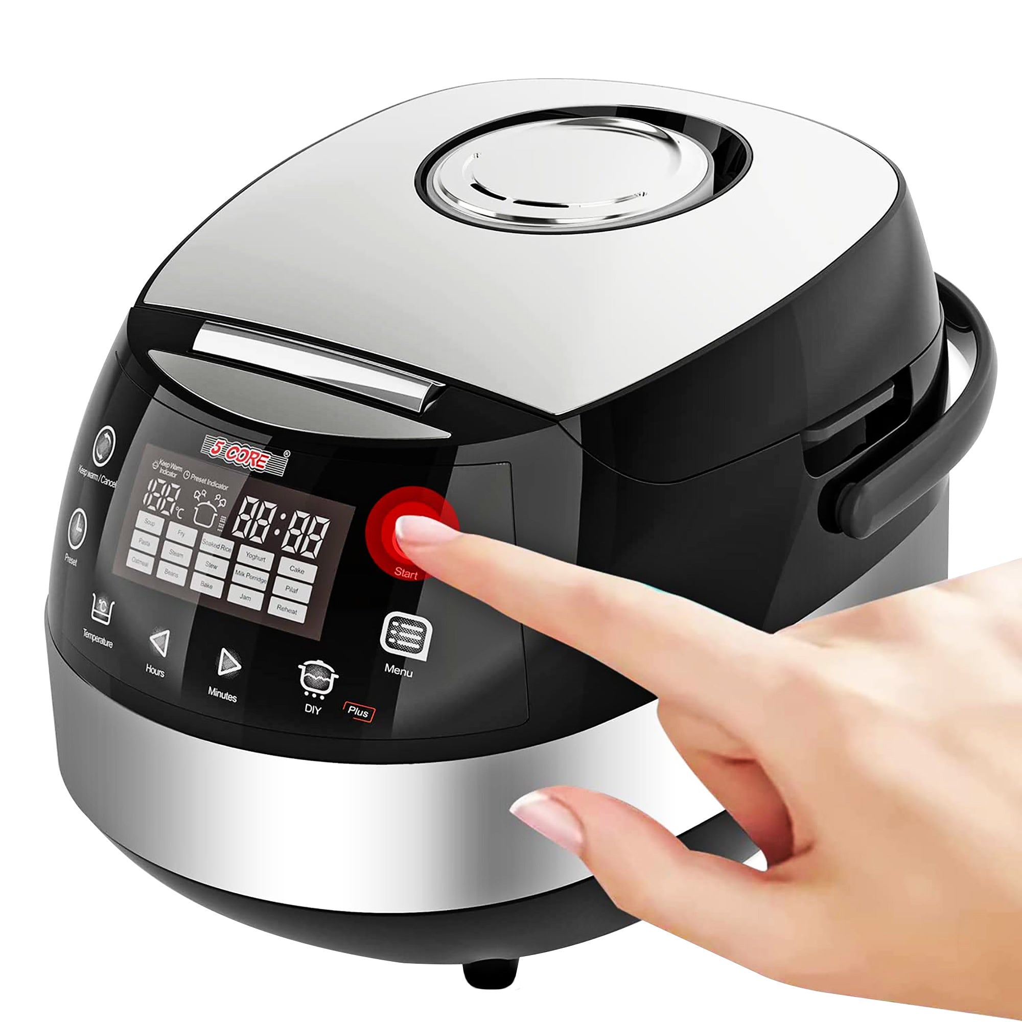 5 Core 5.3Qt Asian Rice Cooker Digital Programmable 15-in-1 Ergonomic DobaDealsexpress.shop-1 Ergonomic Large Touch Screen Electric Multi Cooker Slow Cooker Steamer Pot Warmer 11 Cups 24 Hour Delay Timer AutoHighlights
With the help of an electric rice cooker, you can prepare everything from a filling jambalaya, steamed vegetables, rice, decadent cake, Stew Pot, Steamer,