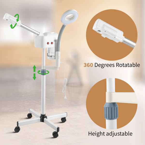 2 in 1 Facial Steamer with 3X Magnifying Lamp, Esthetician Steamer ProDobaDealsexpress.shop3X Magnifying Lamp, Esthetician Steamer Professional Aromatherapy Humidifier Face Spa Mist SteamDetails

 
Introductions:
The Facial Steamer is design for beauty salon or personal care use at home. Its sprayer has the function of ozone, so as to speed up skin n
