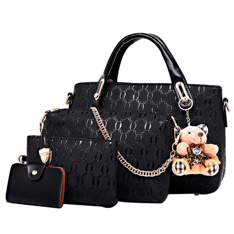 4Pcs/Set Women PU Leather Handbags Messenger Shoulder Bags Tote Satchel Purse for Women Lady