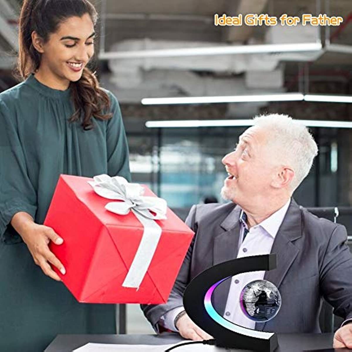 Magnetic Levitating Globe with LED Light; Cool Tech Gift for Men FatheDobaDealsexpress.shopKids; Floating Globes World Desk Gadget DecorDetails
LEVITATION GLOBE - Globe floating in midair by the magnetic force from bottom and top of frame. 3 LED beads in frame shows Purple; Pink &amp; Cyan colors. Am