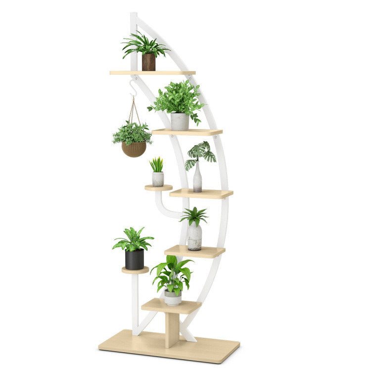 6-Tier 9 Potted Metal Plant Stand Holder Display Shelf with HookDobaDealsexpress.shop6-Tier 9 Potted Metal Plant Stand Holder Display ShelfHighlights
Multi-Layer Storage Space: The 6-tier moon half plant stand adopts a 6-layer ladder structure, which not only provides ample storage and display space for