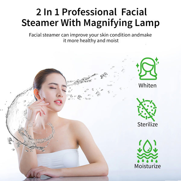 2 in 1 Facial Steamer with 3X Magnifying Lamp, Esthetician Steamer ProDobaDealsexpress.shop3X Magnifying Lamp, Esthetician Steamer Professional Aromatherapy Humidifier Face Spa Mist SteamDetails

 
Introductions:
The Facial Steamer is design for beauty salon or personal care use at home. Its sprayer has the function of ozone, so as to speed up skin n