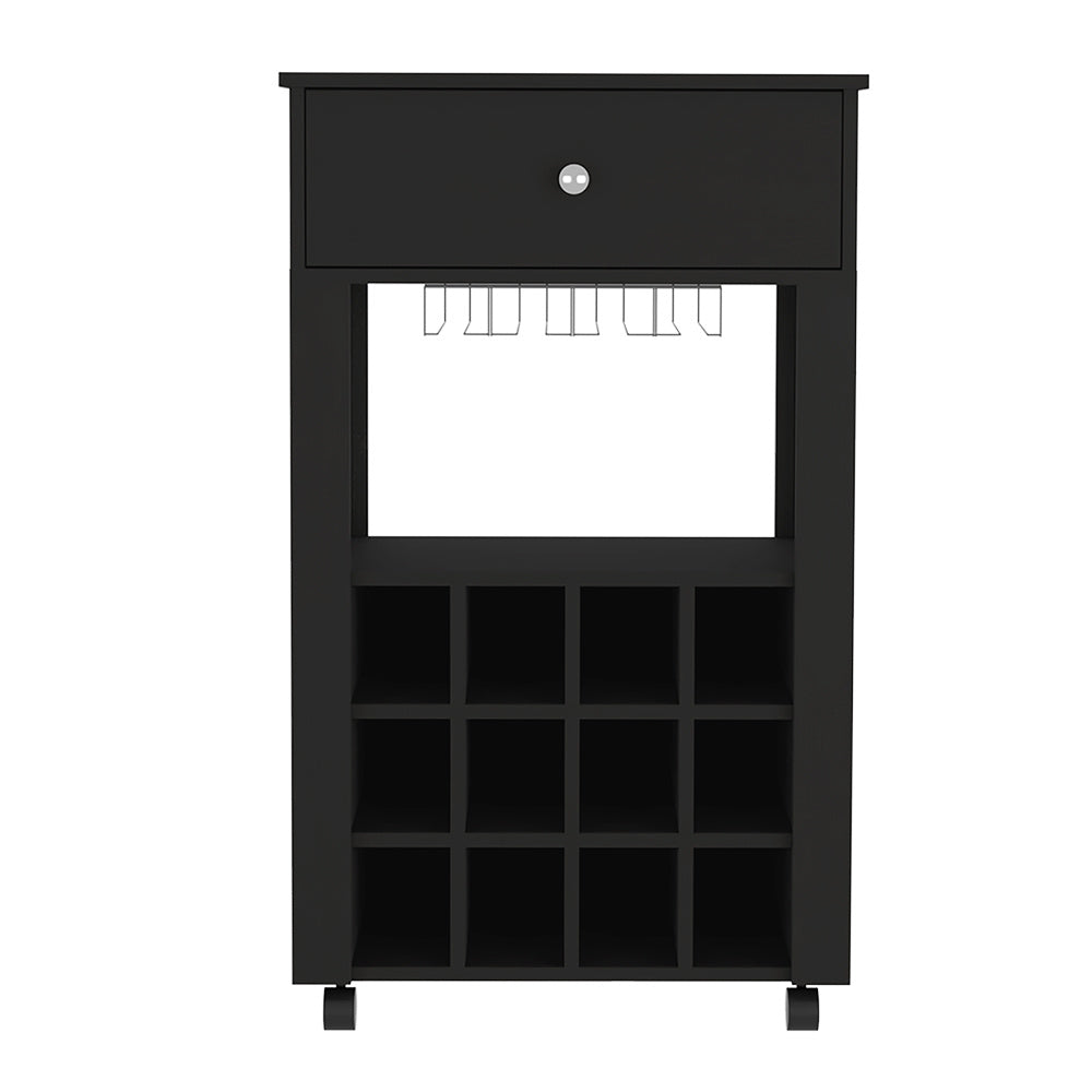 Bar Cart Bayamon, Twelve Wine Cubbies, Four Legs, Black Wengue FinishDobaDealsexpress.shopBar Cart Bayamon, Twelve Wine Cubbies,Specification
Main Color:Black
Main Material:Particle Board
Details
Product Features:
Twelve Wine Cubbies
Four Legs
One Open Shelf
Superior Top 27,44''
Our furniture