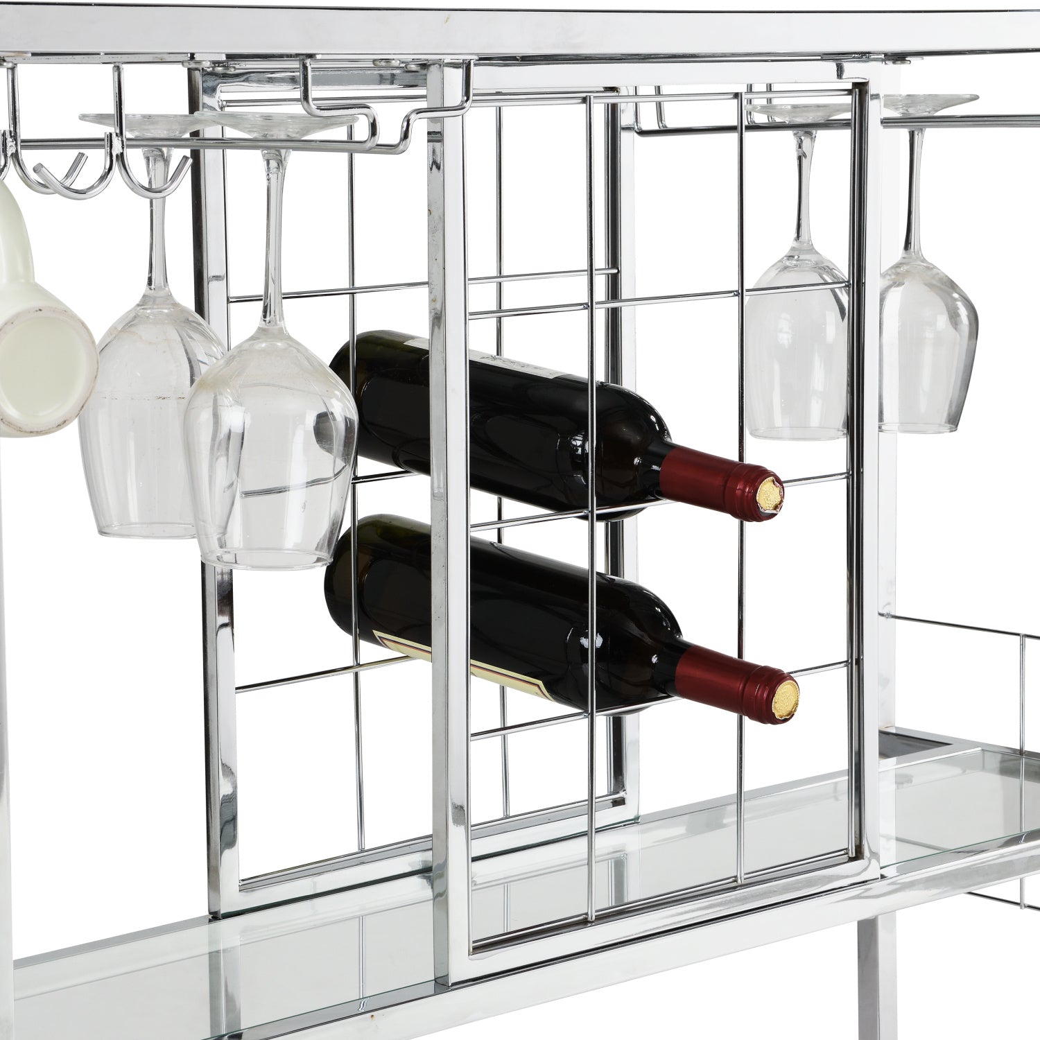Bar Serving Cart with Glass Holder and Wine Rack, 3-Tier Kitchen TrollDobaDealsexpress.shopBar Serving CartHighlights
BIG STORAGE: 12 bottles,12 stemware racks and 8 cups can be holded. Other cups or trays can be put on the three glasses
STURDY TEMPERED GLASSES: 5mm thick