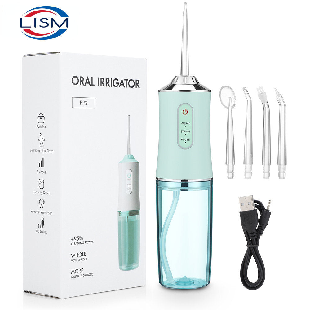Oral Irrigator Portable Dental Water Flosser USB Rechargeable Water JeDobaDealsexpress.shopOral Irrigator Portable Dental Water Flosser USB Rechargeable Water Jet Floss Tooth Pick 4 Jet Tip 220ml 3 Modes IPX7 1400rpmDetails
Features:

1.The dental water flosser can efficiently reduce food residue; germs and dirt; helping people improve oral condition maintain oral health; ideal 