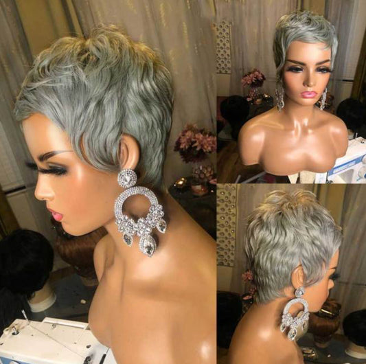 Women's wig short hair silver gray mechanism rose net chemical fiber wDobaDealsexpress.shopwig short hair silver gray mechanism rose net chemical fiber wig head set Pixie cut wigHighlights
Women's wigs short hair
