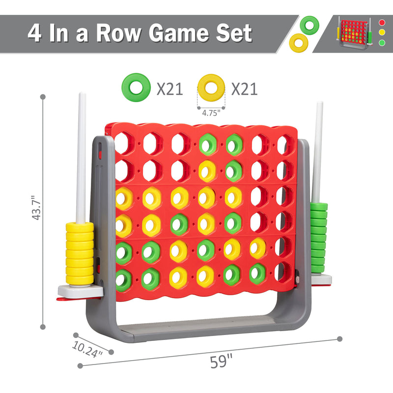 Jumbo 4-to-Score Game Set;  Giant Connect 4 with 42 Rings;  Indoor OutDobaDealsexpress.shop42 Rings; Indoor Outdoor Game SetDetails
Features:
[Giant 4-in-a-row Game Set]: A colorful finish with a 3D version, this 4-in-a-row game set brings more joy for both kids and parents. Perfect as a 