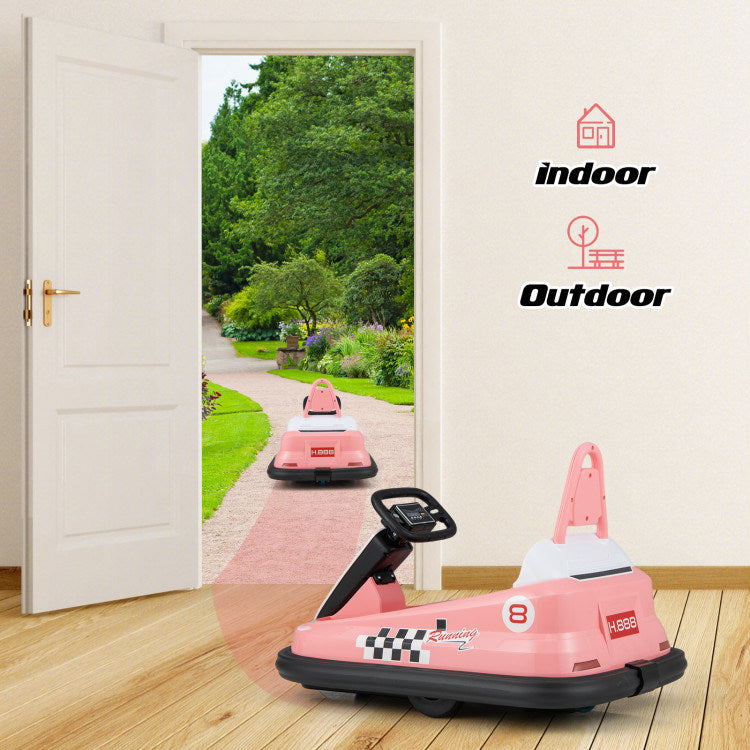 6V kids Ride-on Bumper Car with 360° Spinning and Dual MotorsDobaDealsexpress.shop6V kids Ride-Highlights
Exciting yet Safe Bumping: Equipped with dual motors and a rechargeable battery, this electric bumper car allows kids to enjoy a long time of exciting bum