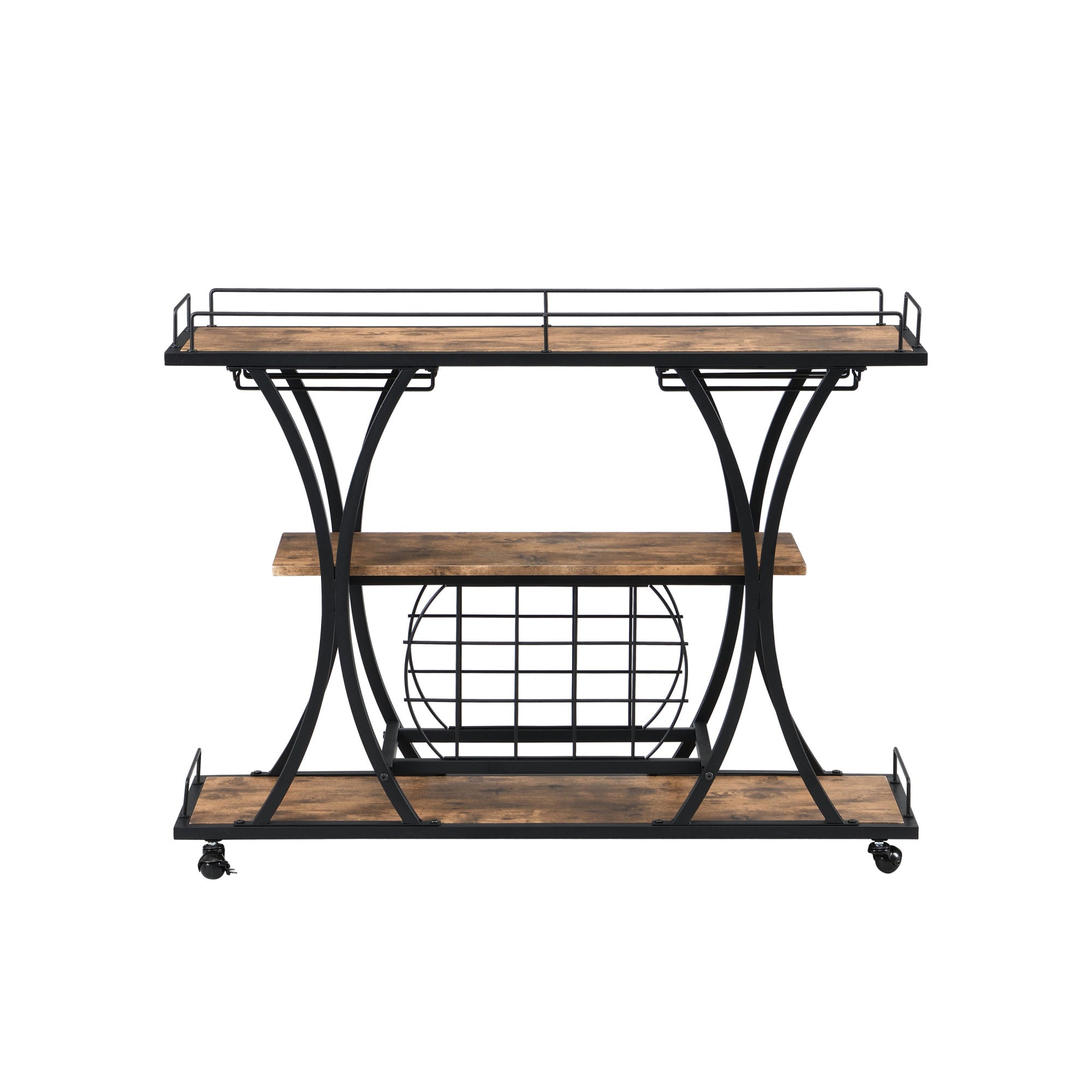 Industrial Black Bar Serving Cart for home with Wine Rack and Glass HoDobaDealsexpress.shopIndustrial Black Bar Serving CartHighlights
BOTTLE RACK AND WINE GLASS STORAGE: three levels for storing wine or placing trays, with 11 bottles and 16 wine glass rack.
MOBILE SERVING CART: it rests 