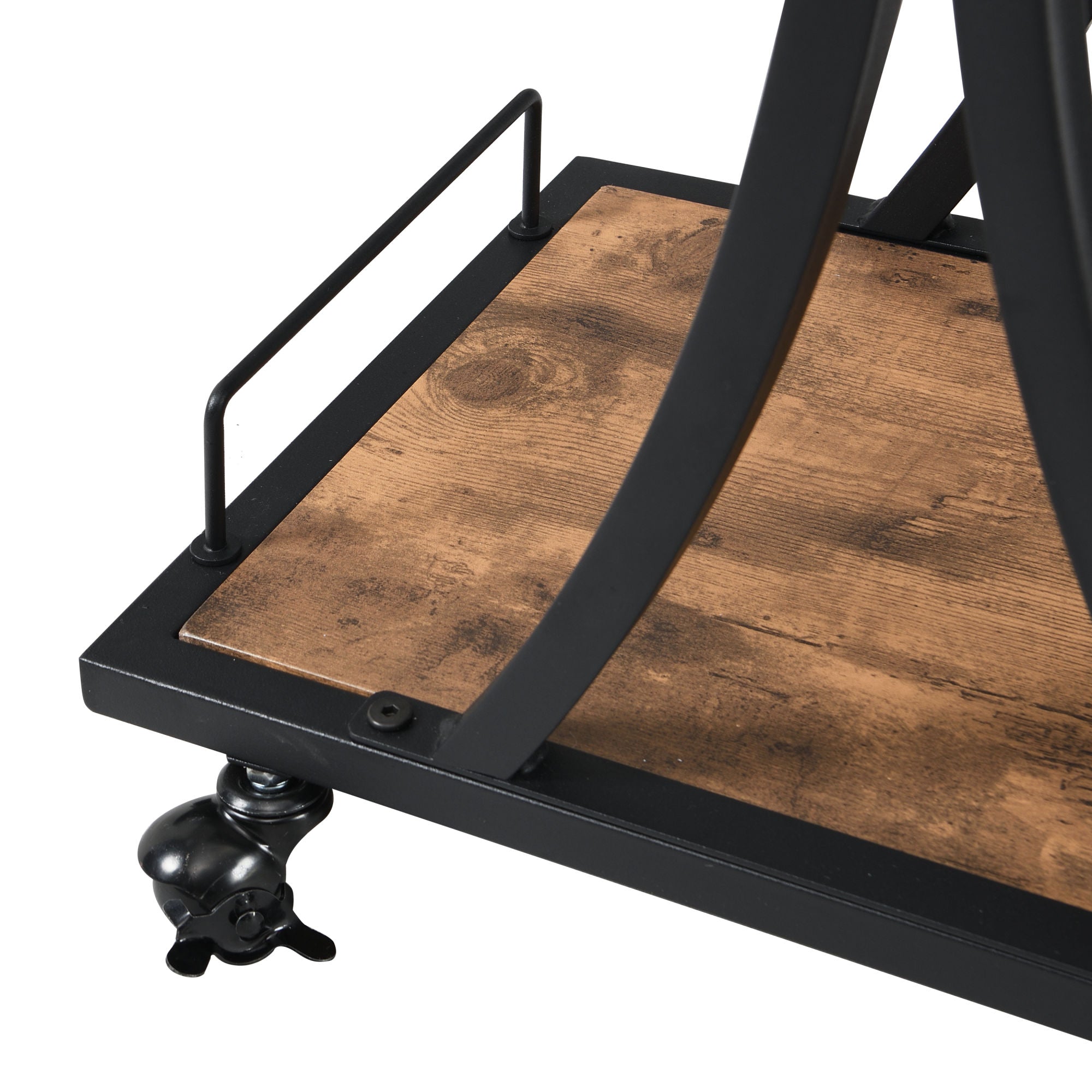 Industrial Black Bar Serving Cart for home with Wine Rack and Glass HoDobaDealsexpress.shopIndustrial Black Bar Serving CartHighlights
BOTTLE RACK AND WINE GLASS STORAGE: three levels for storing wine or placing trays, with 11 bottles and 16 wine glass rack.
MOBILE SERVING CART: it rests 