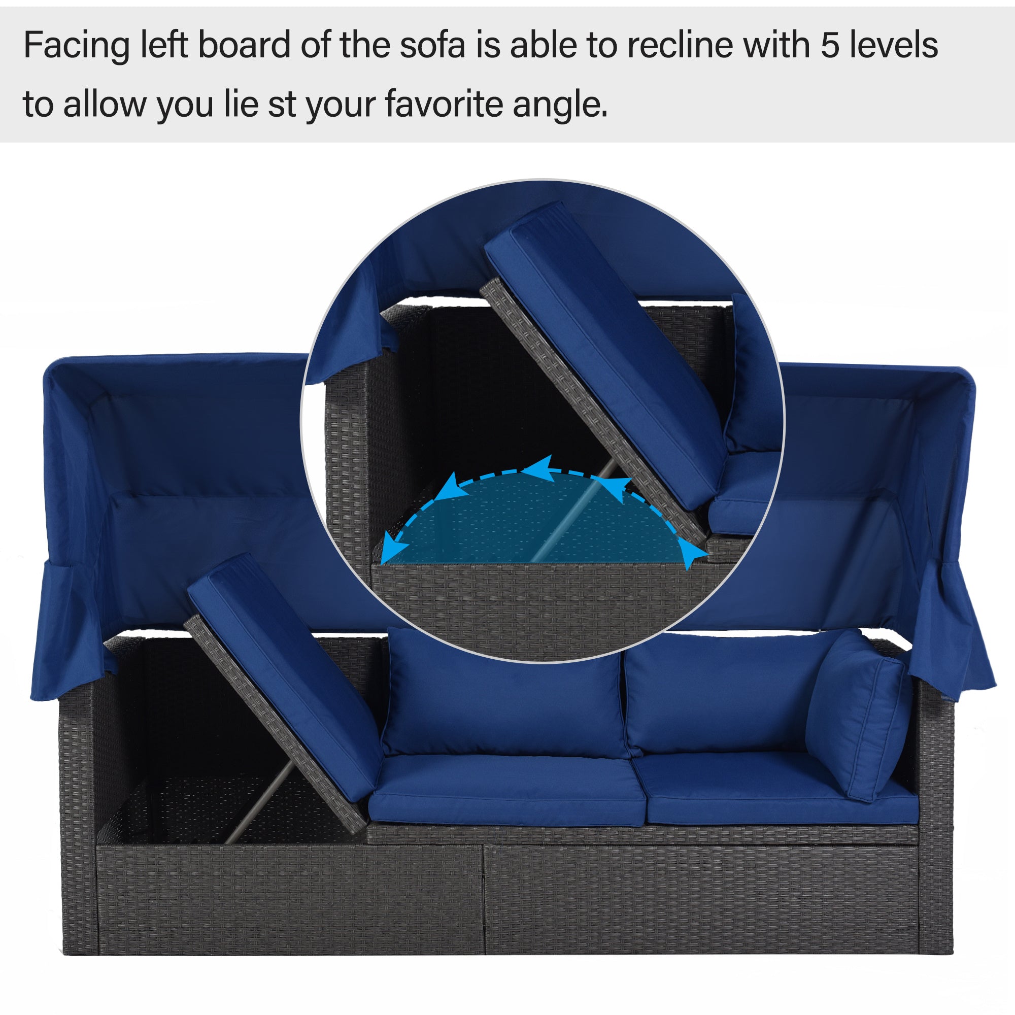 Outdoor Patio Rectangle Daybed with Retractable Canopy, Wicker FurnituDobaDealsexpress.shopRetractable Canopy, Wicker Furniture Sectional SeatingHighlights
This elegantly designed sectional sofa is perfect for the pool side, garden, patio or deck, offering the best in quality and comfort with tightly woven PE