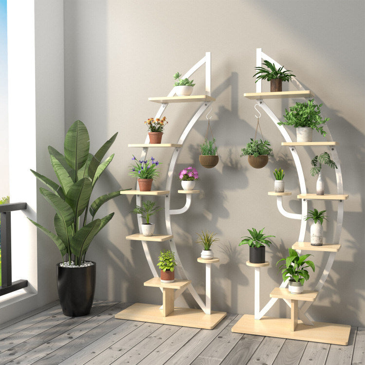 6-Tier 9 Potted Metal Plant Stand Holder Display Shelf with HookDobaDealsexpress.shop6-Tier 9 Potted Metal Plant Stand Holder Display ShelfHighlights
Multi-Layer Storage Space: The 6-tier moon half plant stand adopts a 6-layer ladder structure, which not only provides ample storage and display space for