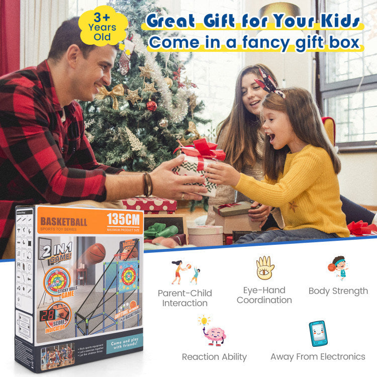 Kids Basketball Arcade Game with Electronic Scoreboard and Sound EffecDobaDealsexpress.shopKids Basketball Arcade GameHighlights
2-in-1 Game Provides More Fun: This basketball arcade game is also available for sticky balls game, and the package includes 2 high rebound basketballs, a