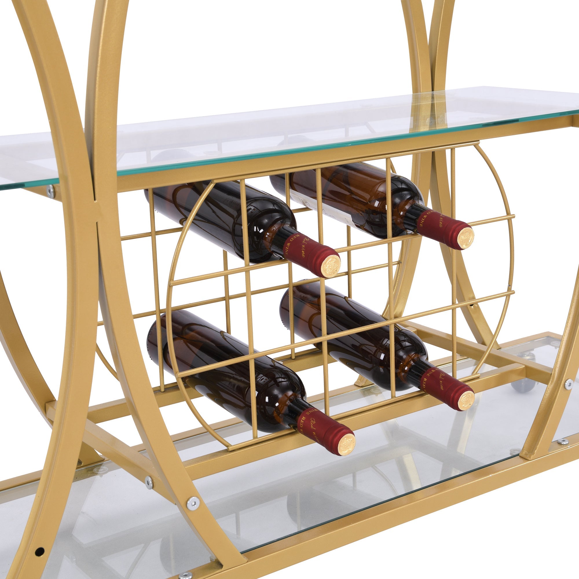Golden Bar& Serving Cart with Wine Rack&Glass Holder for Home with WheDobaDealsexpress.shopGolden Bar& Serving CartHighlights
Simple and Elegant Design: The perfect curve and original design make it stand out from the crowd;
Large Stoage Unit: three levels for storing wine or pla