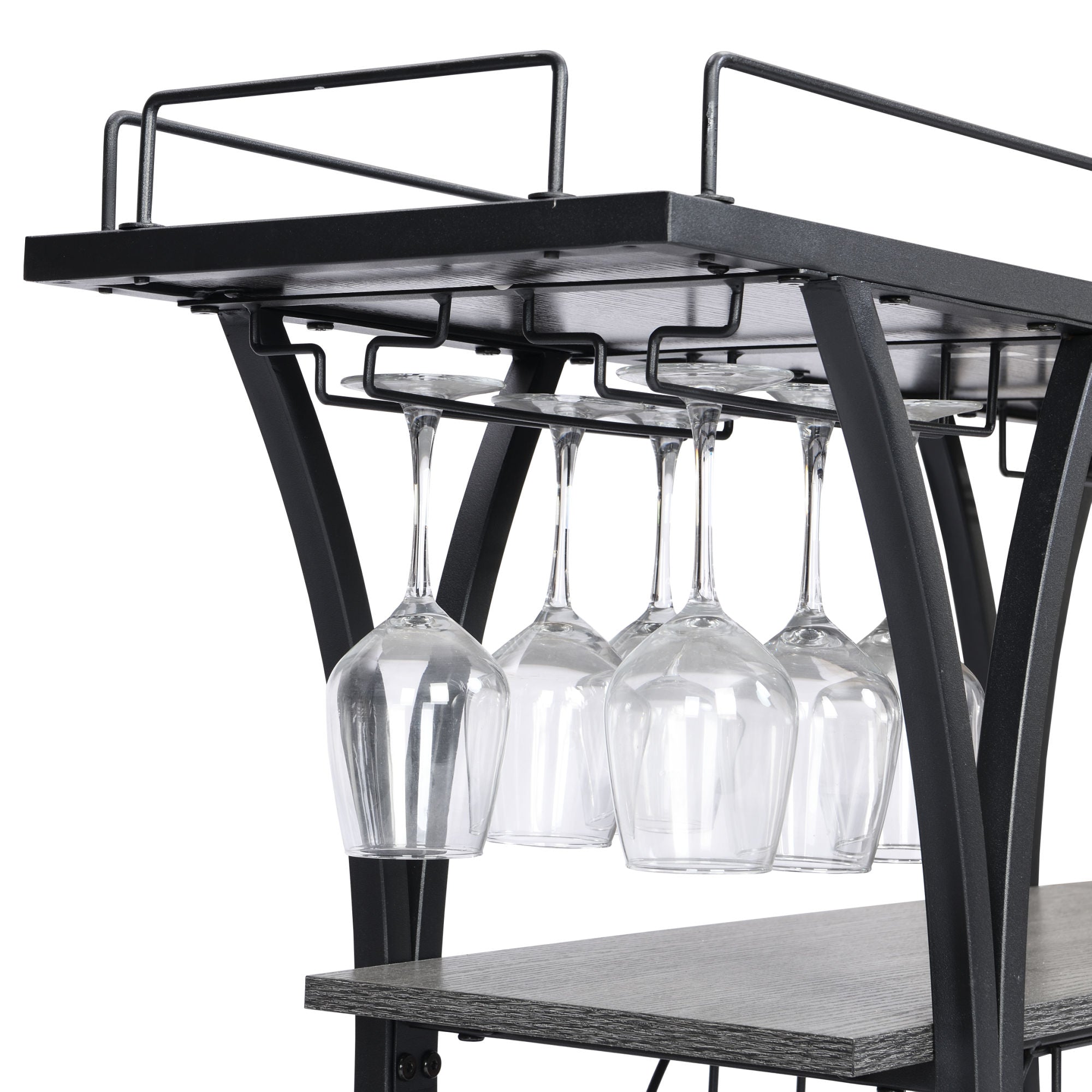 Industrial Bar Cart Kitchen Bar&Serving Cart for Home with Wheels 3 -TDobaDealsexpress.shopIndustrial Bar Cart Kitchen Bar&Serving CartHighlights
1. BOTTLE RACK AND WINE GLASS STORAGE: this bar cart features three levels for storing wine or placing trays,
with 11 bottles and16 wine glass racks.
2. M