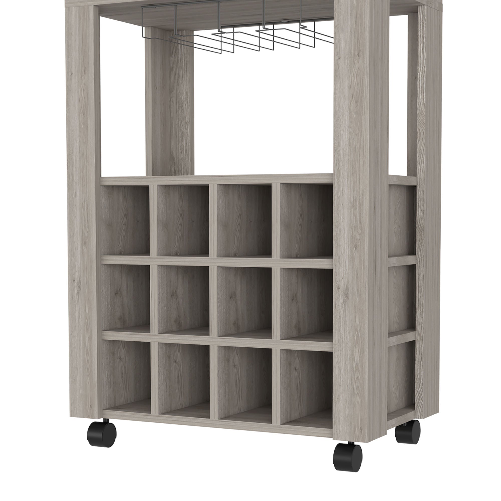 Bar Cart Bayamon, Twelve Wine Cubbies, Four Legs, Light Gray FinishDobaDealsexpress.shopBar Cart Bayamon, Twelve Wine Cubbies,Specification
Main Color:Gray
Main Material:Particle Board
Details
Product Features:
Twelve Wine Cubbies
Four Legs
One Open Shelf
Superior Top 27,44''
Our furniture 