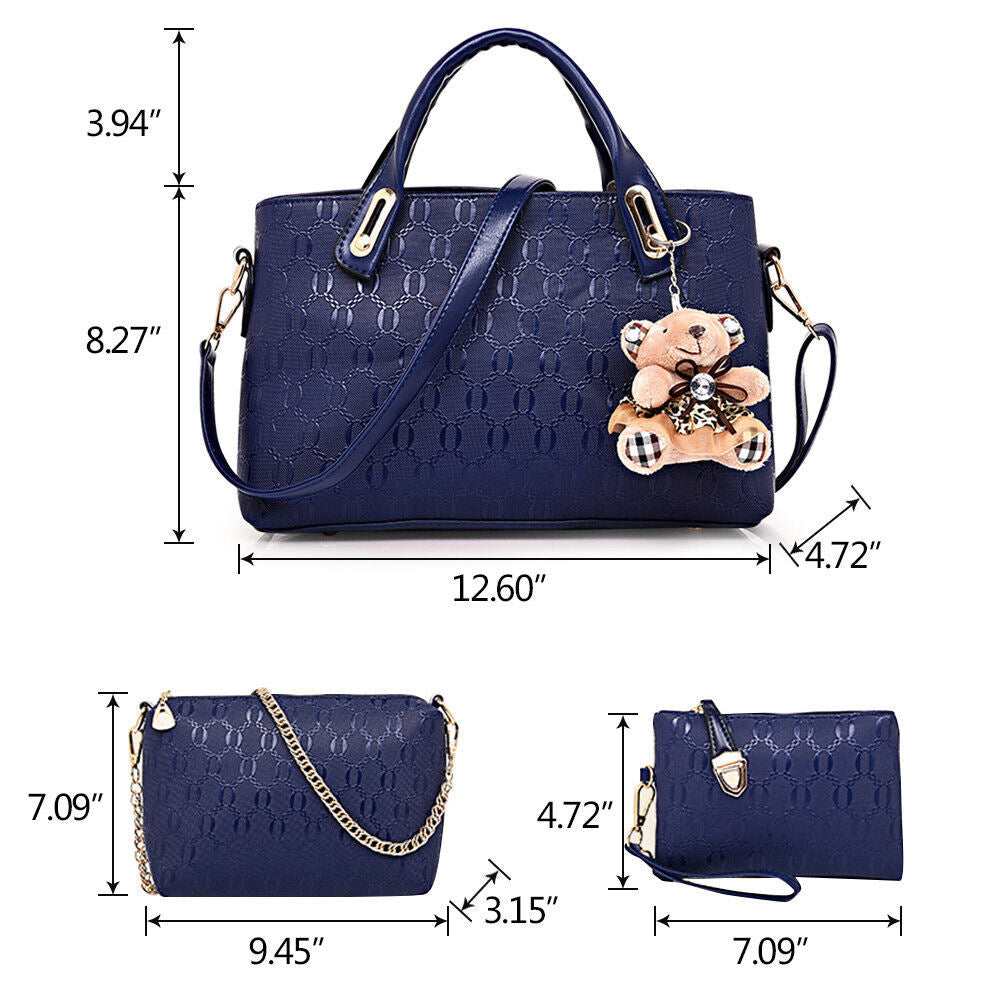 4Pcs/Set Women PU Leather Handbags Messenger Shoulder Bags Tote SatcheDobaDealsexpress.shop4Pcs/Set Women PU Leather Handbags Messenger Shoulder Bags Tote Satchel PurseDetails
Features:1. 100% Brand New, fashion design, made of high quality PU leather with premium hardware accessories.2. Large capacity, organized inner pockets, can