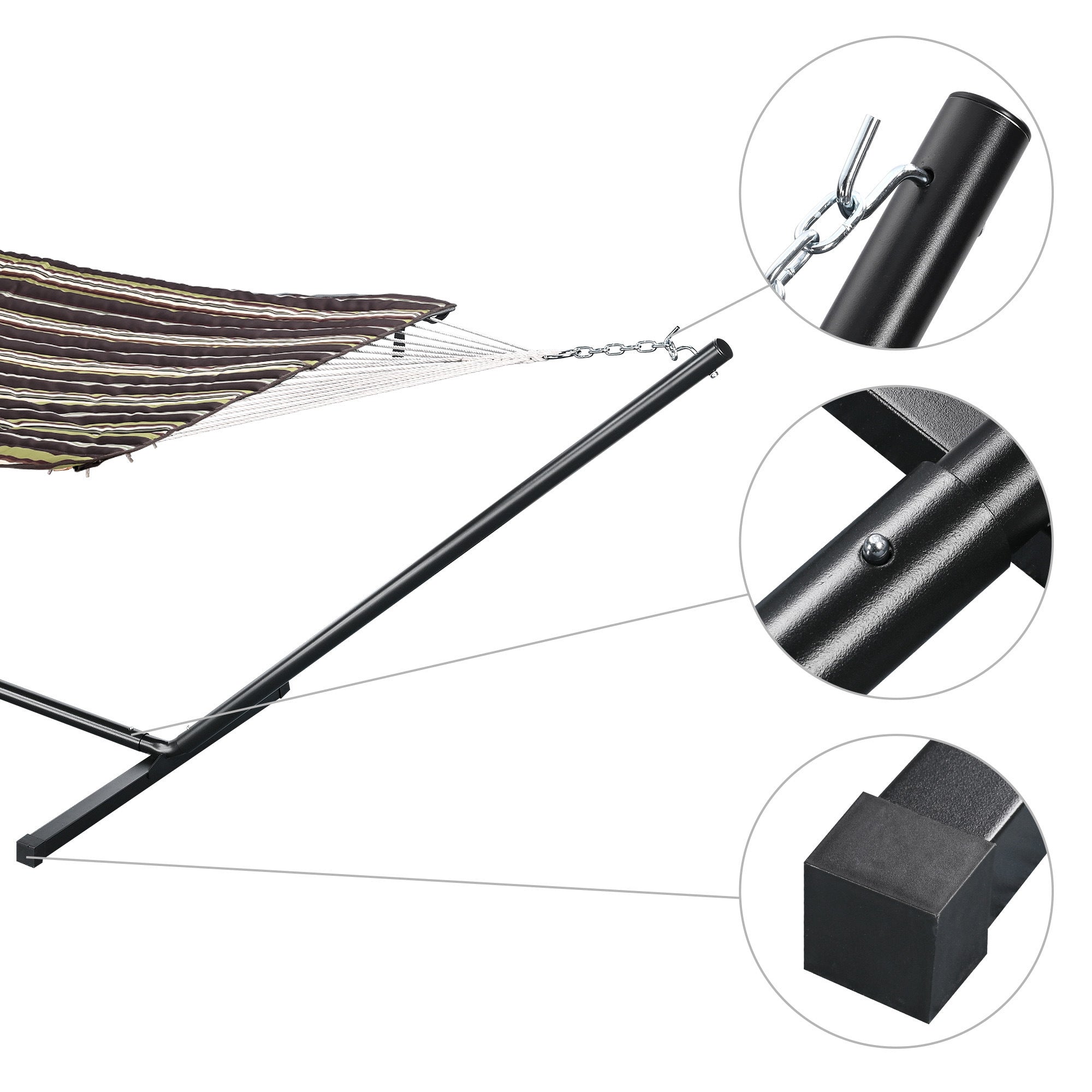 Hammock with standDobaDealsexpress.shopHammockDetails
Features:- Portable Freestanding Hammock - This 138 9/16" x 52 3/8" x 44 1/8" 2 Person Hammock with Stand can be easily set up in minutes without any tools, 