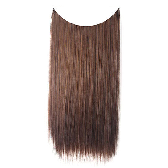 Fish Line Natural Fiber Hairpiece Hair Extension Long Women Curly Straight Wig