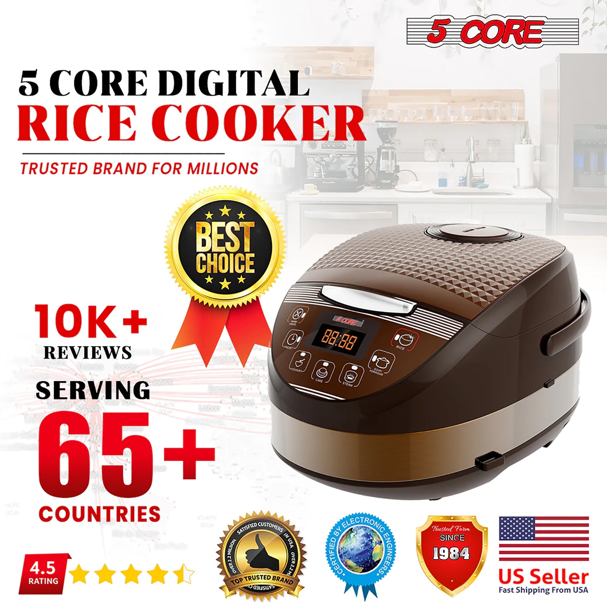 5 Core 5.3Qt Asian Rice Cooker Digital Programmable 15-in-1 Ergonomic DobaDealsexpress.shop-1 Ergonomic Large Touch Screen Electric Multi Cooker Slow Cooker Steamer Pot Warmer 11 Cups 24 Hour Delay Timer AutoHighlights
With the help of an electric rice cooker, you can prepare everything from a filling jambalaya, steamed vegetables, rice, decadent cake, Stew Pot, Steamer,