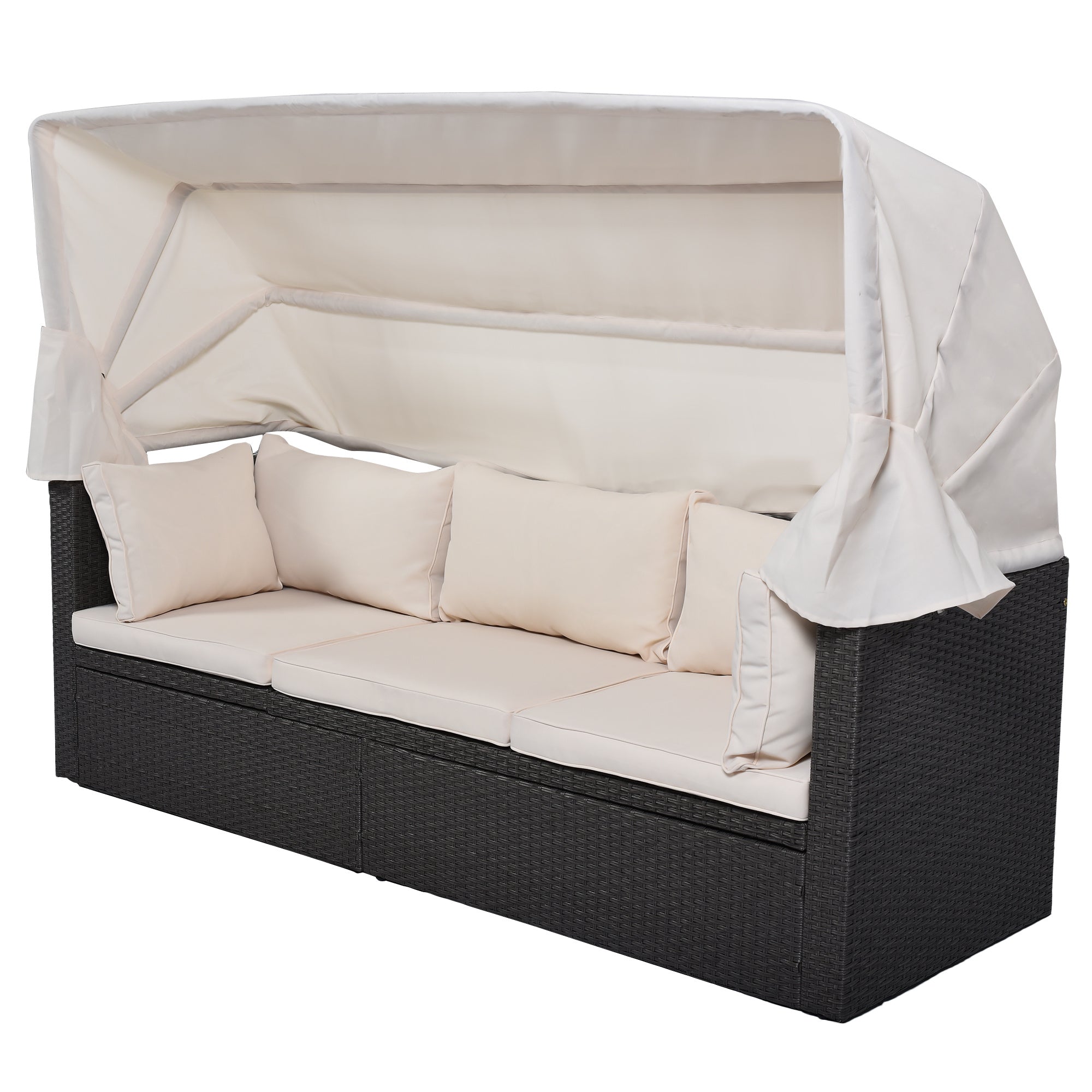 Outdoor Patio Rectangle Daybed with Retractable Canopy, Wicker FurnituDobaDealsexpress.shopRetractable Canopy, Wicker Furniture Sectional SeatingHighlights
This elegantly designed sectional sofa is perfect for the pool side, garden, patio or deck, offering the best in quality and comfort with tightly woven PE