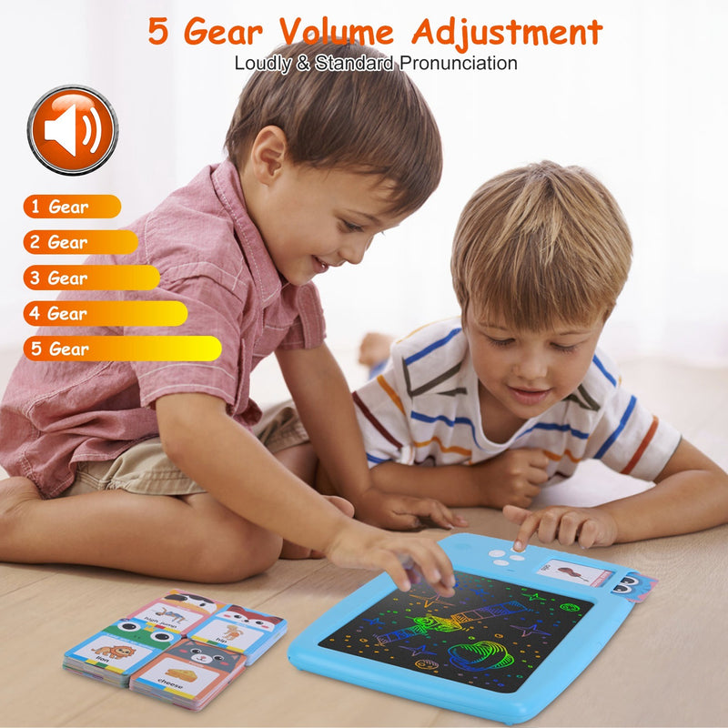 224 Words Toddler Learning Toy Talking Flash Cards with LCD Writing Tablet Preschool Educational Reading Drawing Machine Autism Sensory Toy 3+ Years Old Children