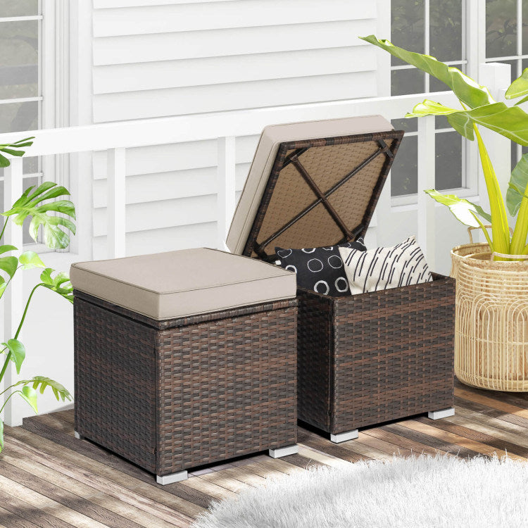 2 Pieces Patio Ottoman with Hidden Storage SpaceDobaDealsexpress.shop2 Pieces Patio OttomanHighlights
4-in-1 Versatile Ottomans: This rattan ottoman not only provides a perfect place for you to relax your feet, but also can be used as an additional seat fo