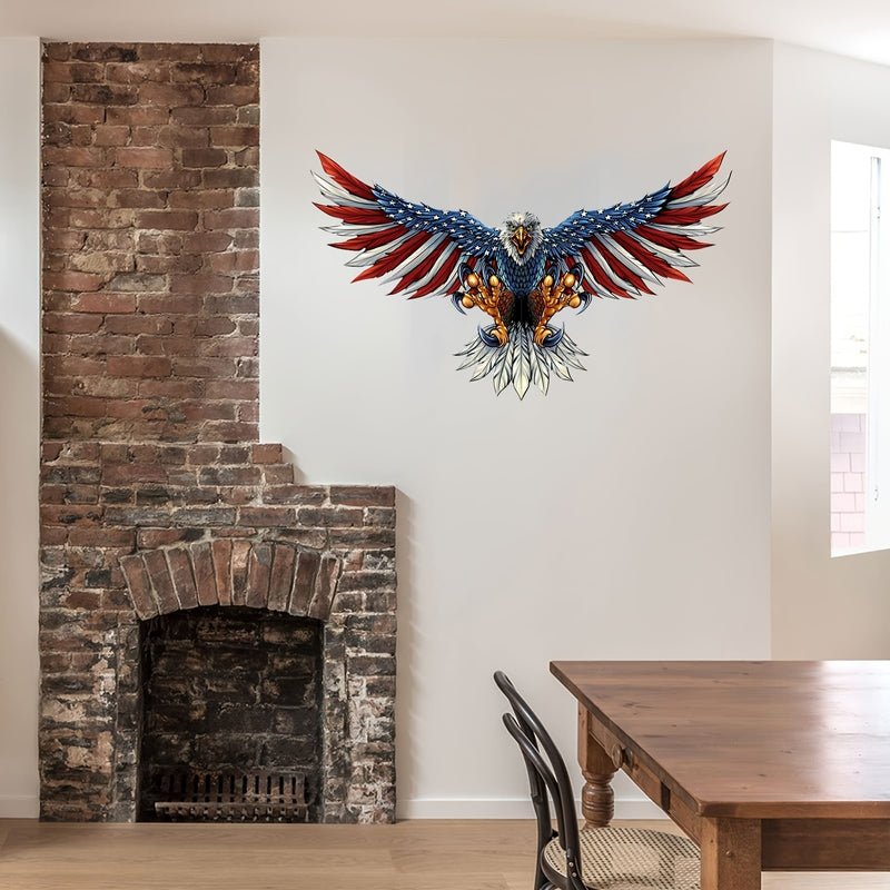 1 Pack/3pcs; Metal Wall Art (40"x24"); Oversize Metal Eagle Wall Decor American Flag Bald Eagle Hanging Patriotic Sculpture Independence Day Wall Decorations