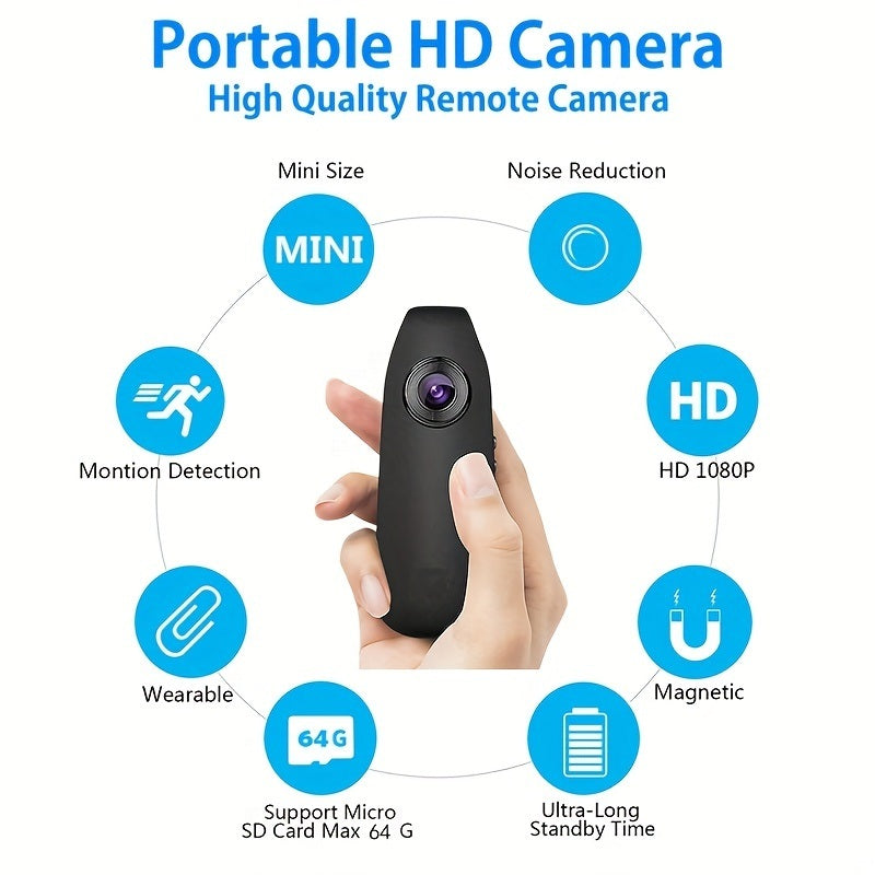 Small Body Cameras; 1080P Full HD Mini Camera Body Wear Camera; Bike Cameras Cycling Video Recorder; Portable Pocket Body Cams With Back Clip; Video & Audio Recording; Motion Activated