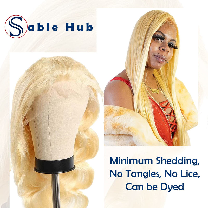 Sable Hub 613 Blonde 4x4 Lace Front Closure Wig Straight Human Hair Brazilian Human Hair Wigs for Women Pre plucked 150 Density 613 Blonde Transparent Lace Frontal Wig with Baby Hair 150% Density