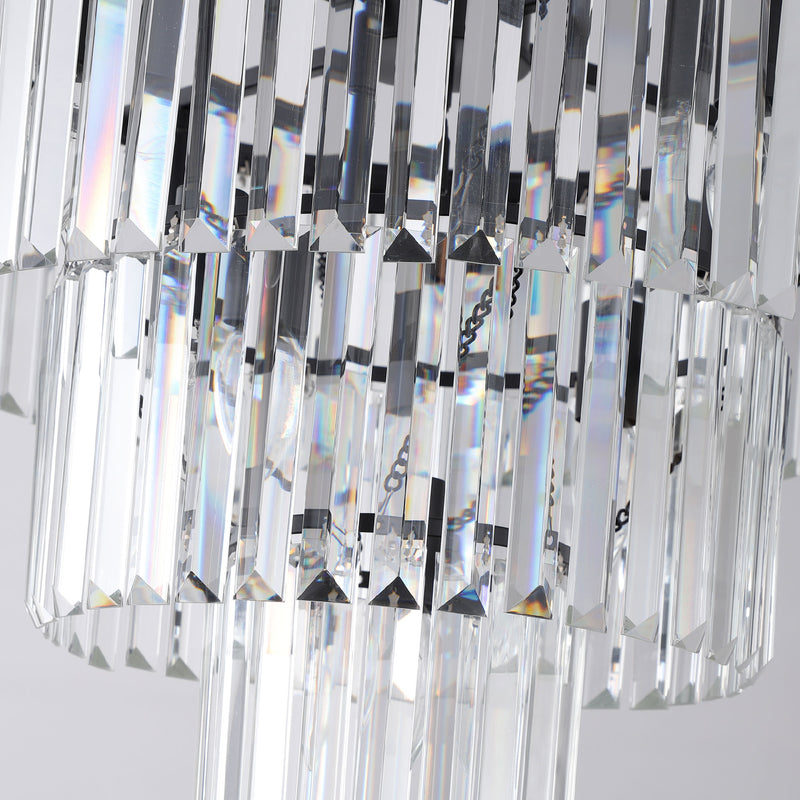 Black Luxury Crystal Chandelier Modern Chandeliers Lights Fixture Hanging Pendant Light Fixture for Dining Room Bedroom Living Room Dia 19.7 Inch-Black