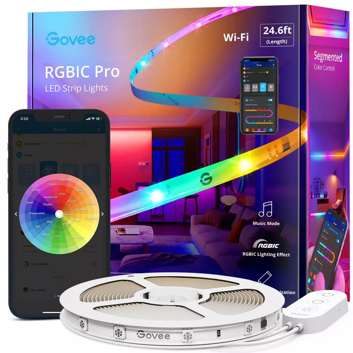 RGBIC Pro 24.6' LED Strip LightsDobaDealsexpress.shop6' LED Strip LightsDetails
Specifications
Includes: Integrated LED Bulb(s) (Non-Removable)
Dimensions (Overall): .12 Inches (H) x .39 Inches (W) x 295.28 Inches (D)
Weight: 1.43 Pounds