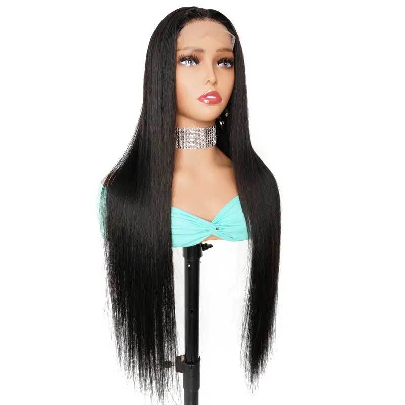 Glueless Transparent HD 4*4 Frontal 4x4 Lace Front Brazilian Real Human Hair Yaki Kinky Straight Closure Wig For Black Women