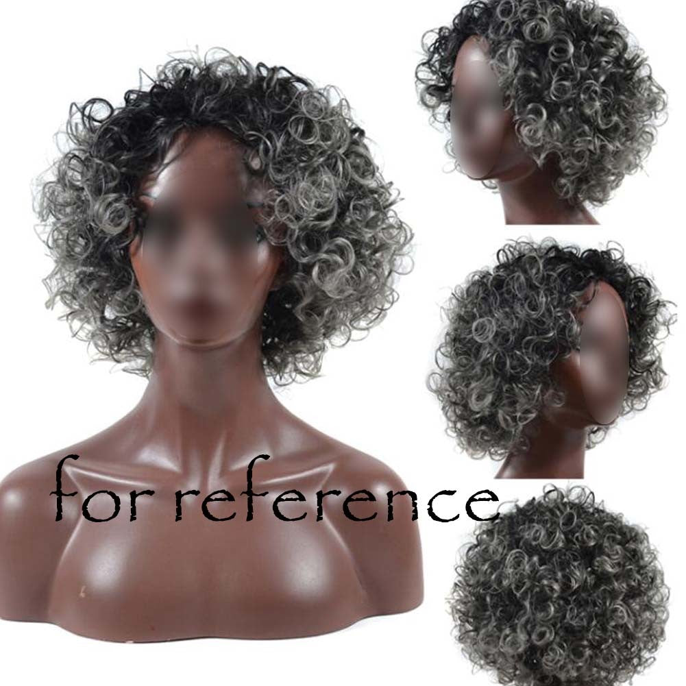Black Grey Afro Short Curly Wigs Fluffy Wavy Synthetic Hair Wig 2Tone DobaDealsexpress.shopBlack Grey Afro Short Curly Wigs Fluffy Wavy Synthetic Hair Wig 2Tone NaturalHighlights
Hair Wig length: approx 30cm11.8 inches. Package included: 1x full hair wig.
The hair ornaments are not included. There might be a little bit color differ
