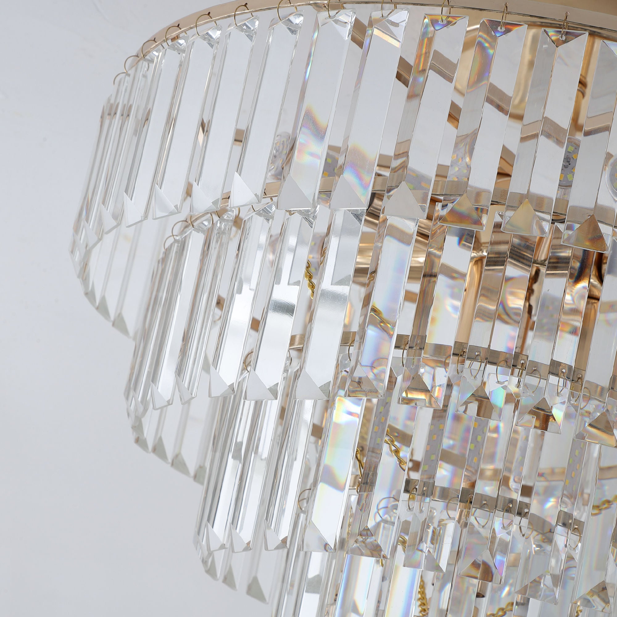 Gold Crystal Chandeliers,5-Tier Round Semi Flush Mount Chandelier LighDobaDealsexpress.shopGold Crystal Chandeliers,5-Tier Round Semi Flush Mount Chandelier Light Fixture,Large Contemporary Luxury Ceiling LightingHighlights
Modern Crystal Chandelier: Composed of premium K9 crystals and French gold finish metal base, clear crystal prisms on large round iron chrome finished fra